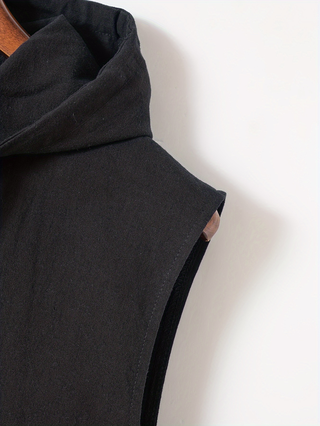 mens solid color cotton linen sleeveless hooded pullover shirt sporty style casual summer tank top details 9
