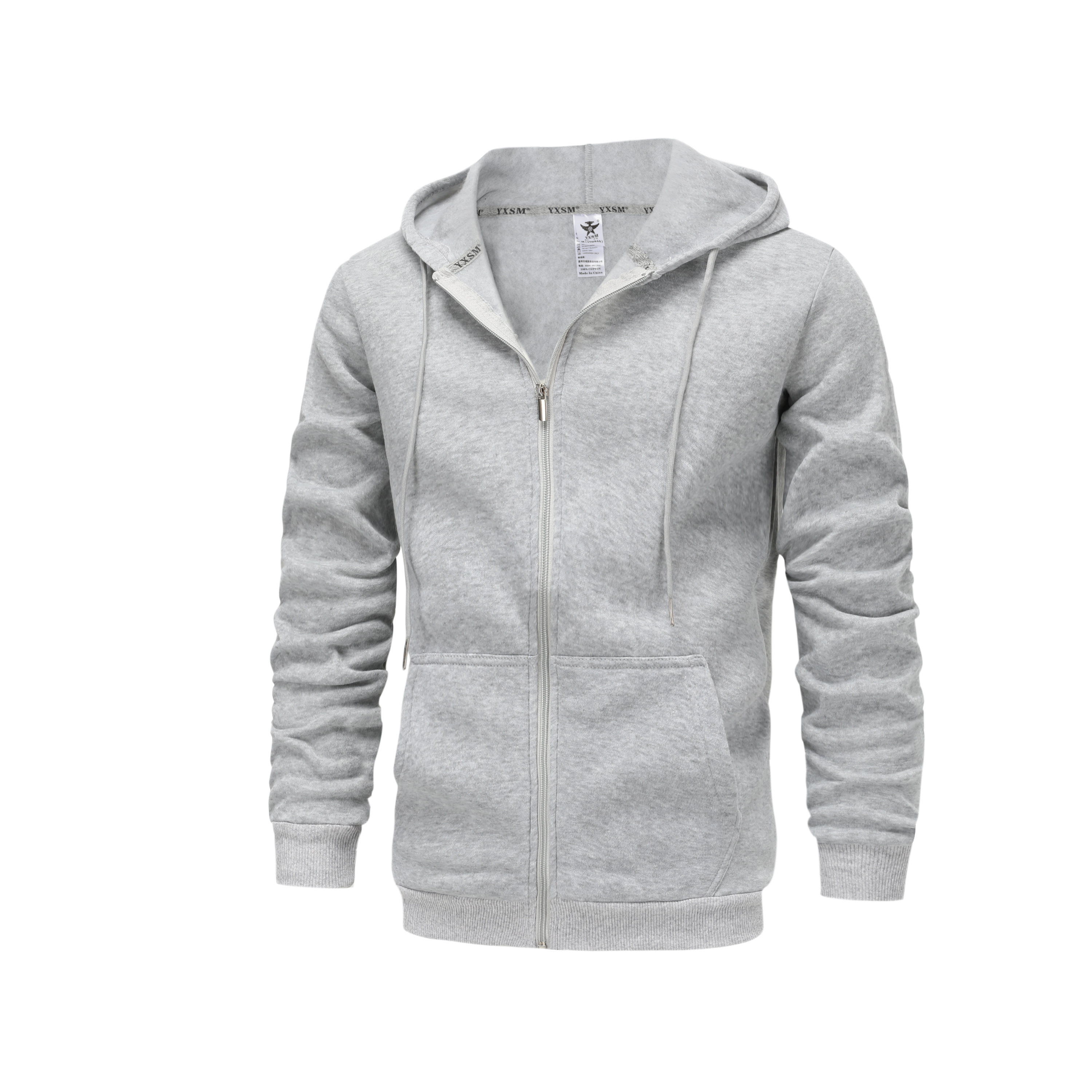 long sleeve mens casual zipper hoodie with kangaroo pocket drawstring pocket zipper hoodie details 4