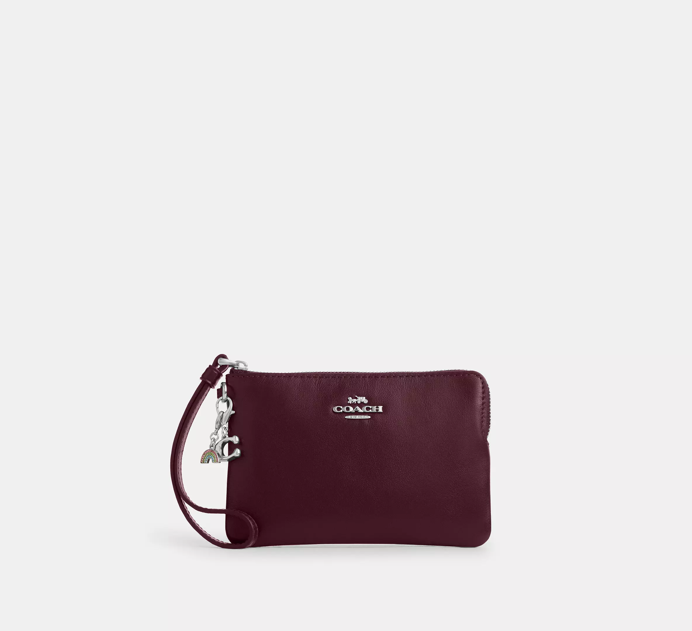 Boxed Corner Zip Wristlet In Signature Canvas With Charms