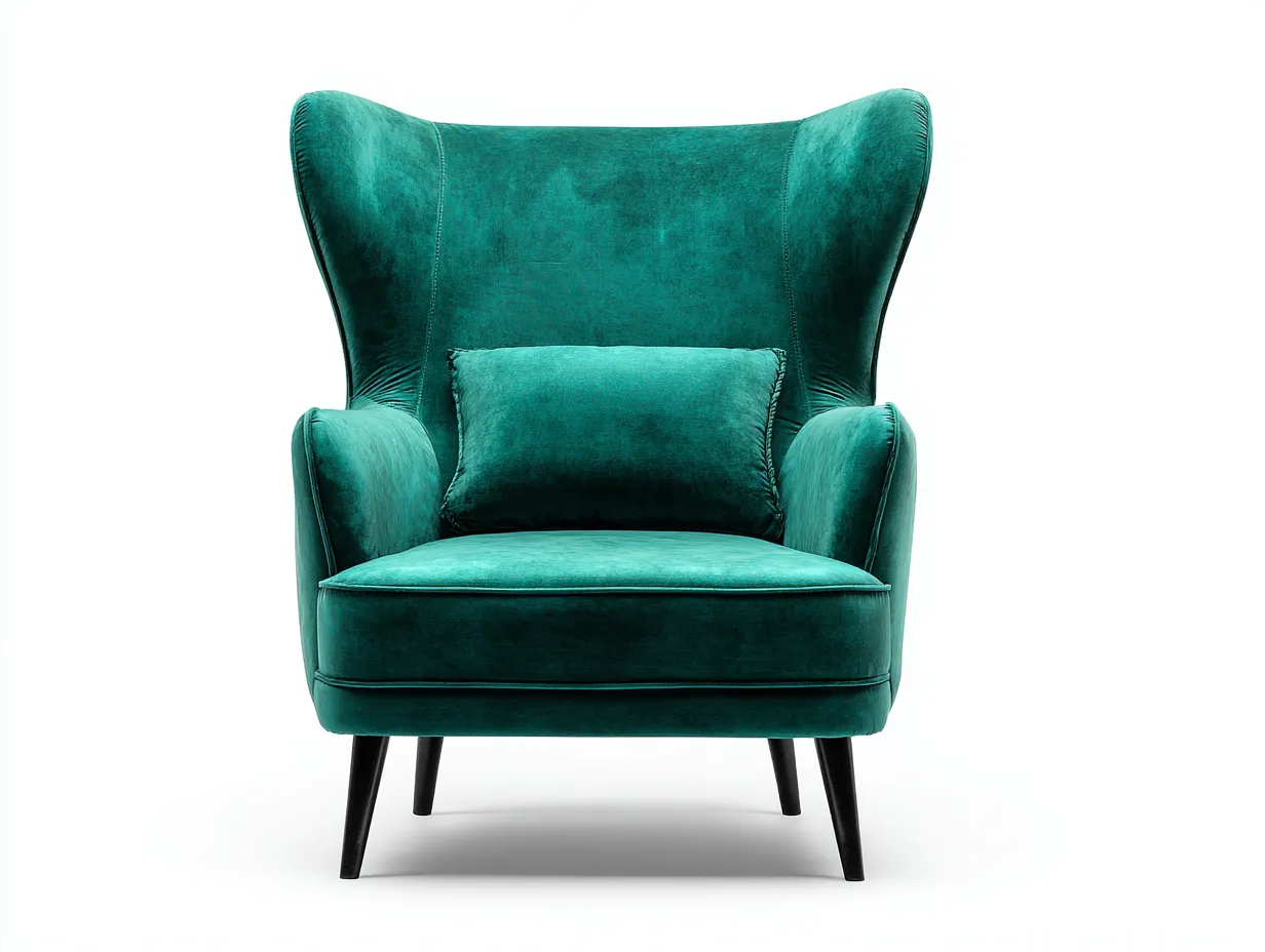 Sessel-Samt-Holz-94x88x114 cm-Smaragdgrün-Klassischer Ohrensessel-Roomupbase