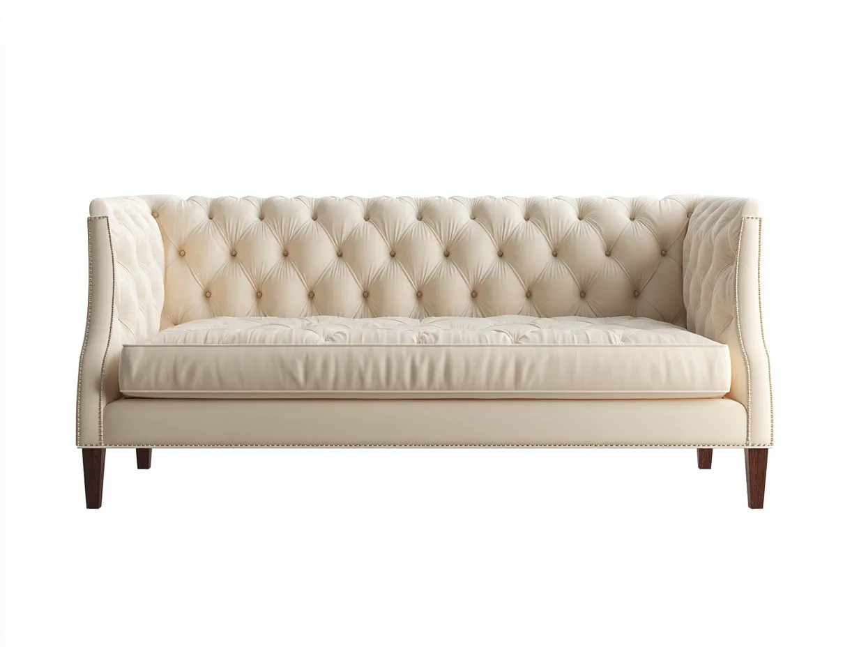 Zweisitzer Sofa - Stoff - 158x82x78 cm - Creme - Klassischer Stil-Roomupbase