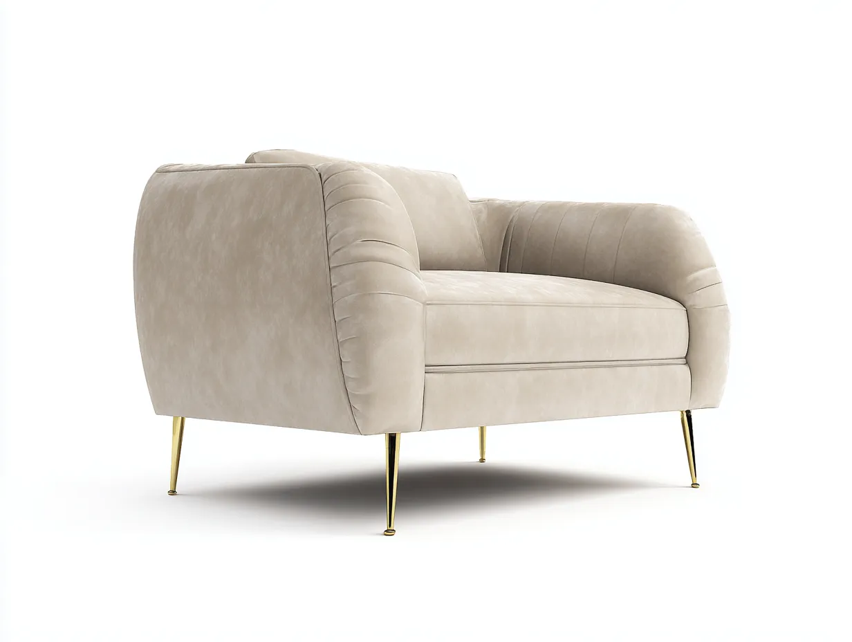 Sessel-Stoff-Metall-96x88x82 cm-Beige-Moderner Loungesessel-Roomupbase