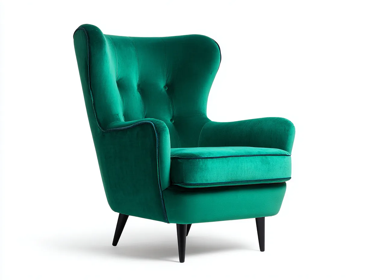 Sessel-Samt-Holz-92x86x112 cm-Smaragdgrün-Klassischer Ohrensessel-Roomupbase