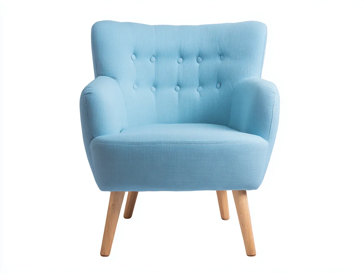 Sessel-Stoff-Holz-82x76x90 cm-Hellblau-Skandinavischer Loungesessel-Roomupbase