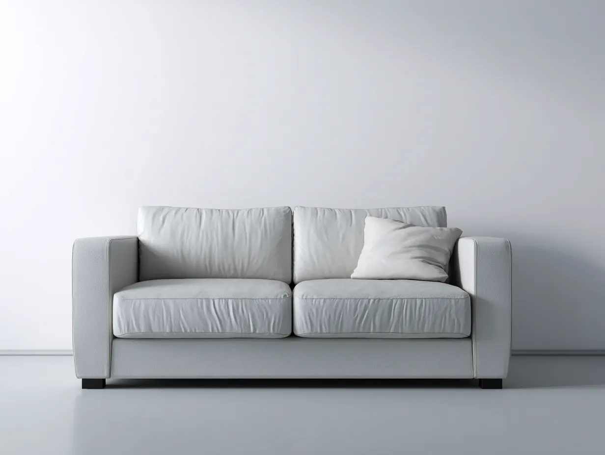 Zweisitzer Sofa-Leder-180x92x86 cm-Hellgrau-Modernes Sofa-Roomupbase