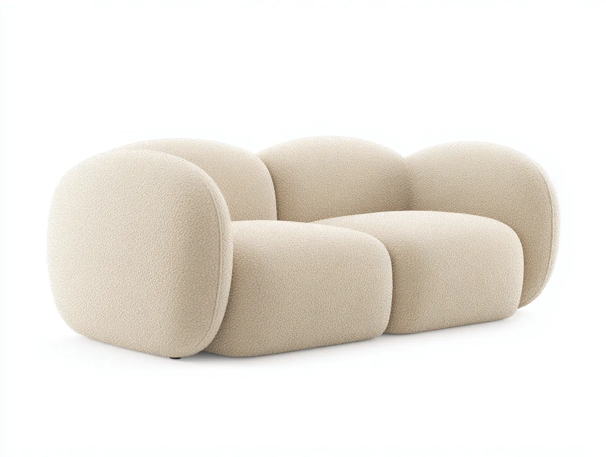 Zweisitzer Sofa-Bouclé-160x85x75 cm-Beige-Modernes Designsofa-Roomupbase