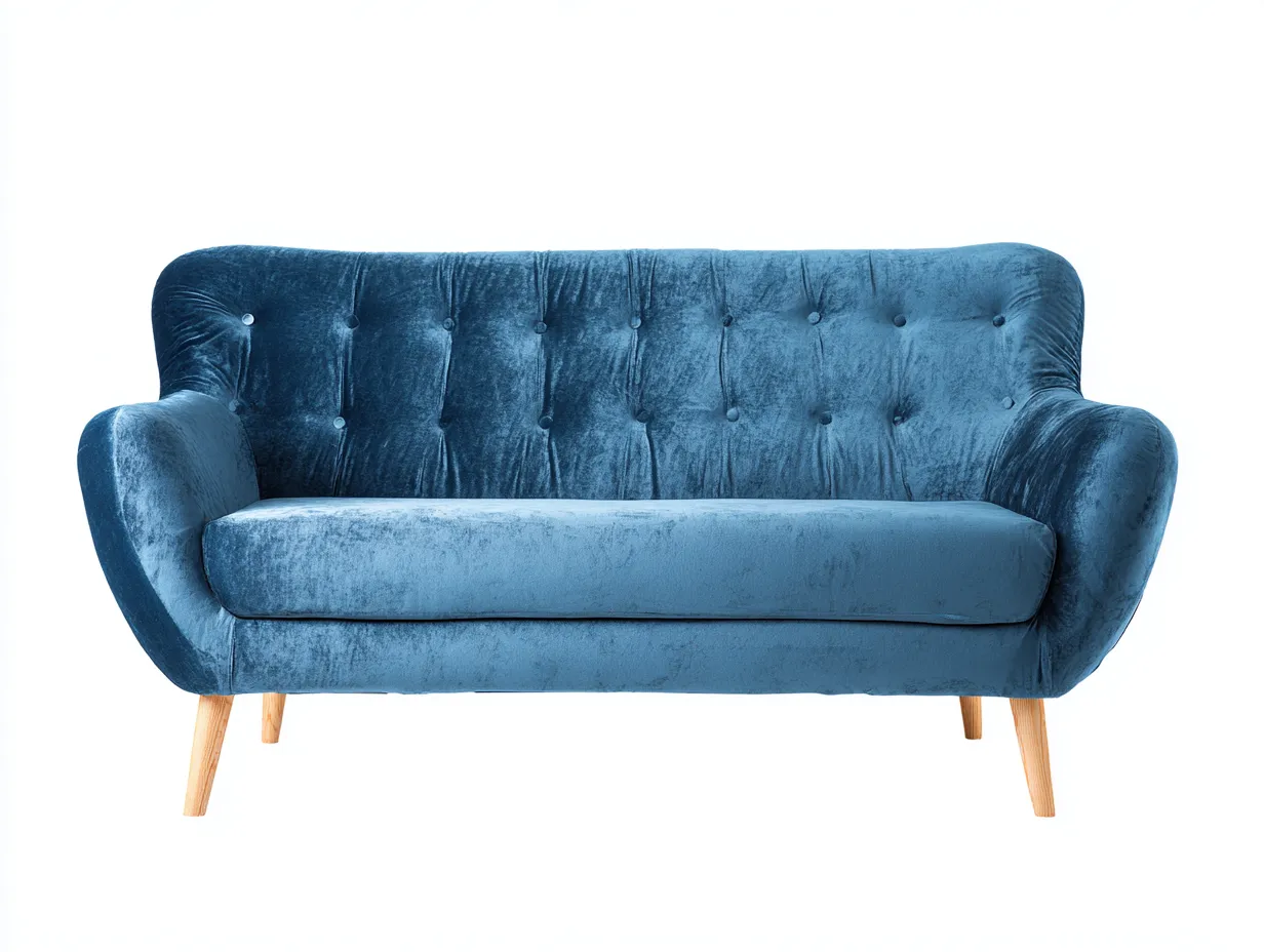 Zweisitzer Sofa - Stoff-Holz - 164x86x79 cm - Blau - Moderner Stil-Roomupbase