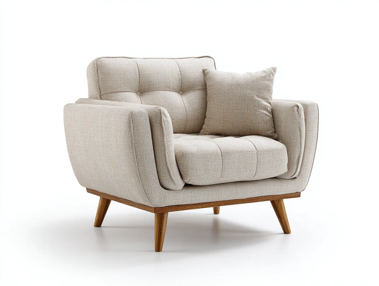 Sessel-Stoff-Holz-94x86x90 cm-Beige-Moderner Loungesessel-Roomupbase