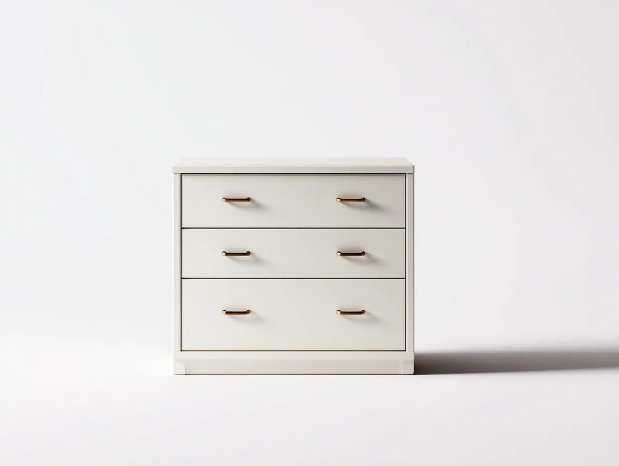 Cómoda 3 cajones 90x40x80cm - madera blanca - estilo moderno-Loftupio