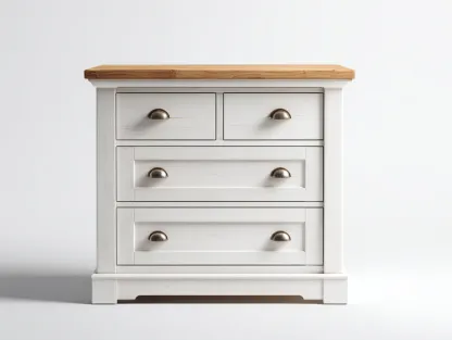 Cómoda de madera 90x45x85 cm - blanco y madera natural - estilo clásico para dormitorio-Loftupio