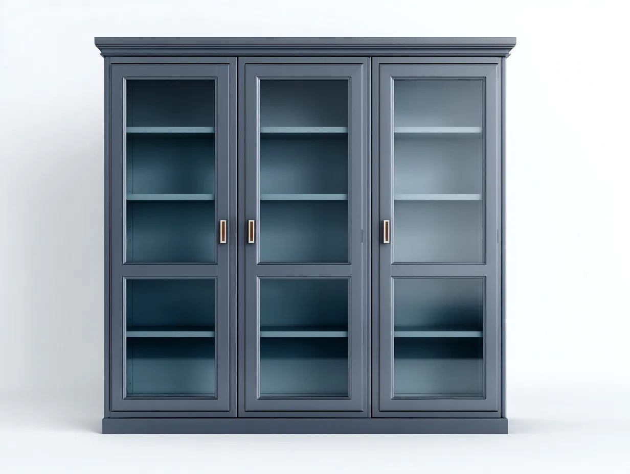Vitrina 3 puertas 180x45x200 cm - Azul grisáceo - Estilo contemporáneo-Loftupio