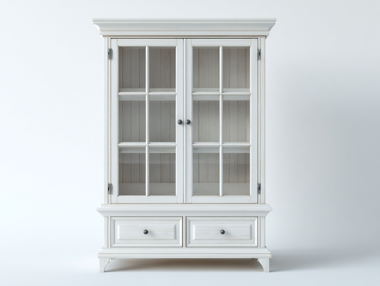 Vitrina de madera y vidrio 90x40x190cm - blanco - diseño clásico con cajones-Loftupio