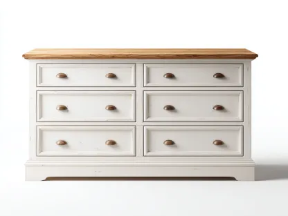 Cómoda de madera 120x40x80 cm - Blanco-Color madera natural - Diseño clásico-Loftupio