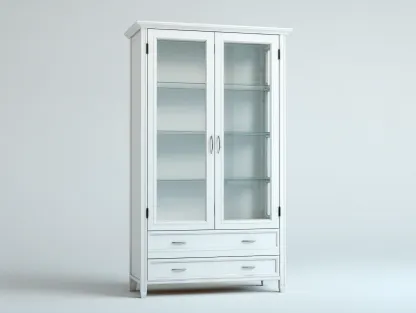 Vitrina de madera con puertas de vidrio 90x40x190 cm - blanco - diseño clásico-Loftupio