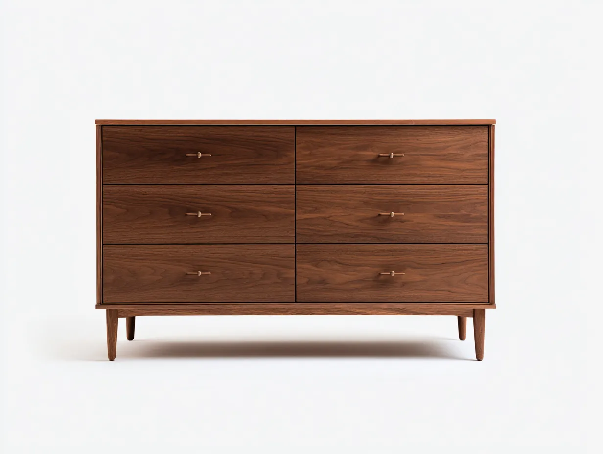 Cómoda de madera 140x45x80 cm - marrón - diseño moderno para dormitorio-Loftupio