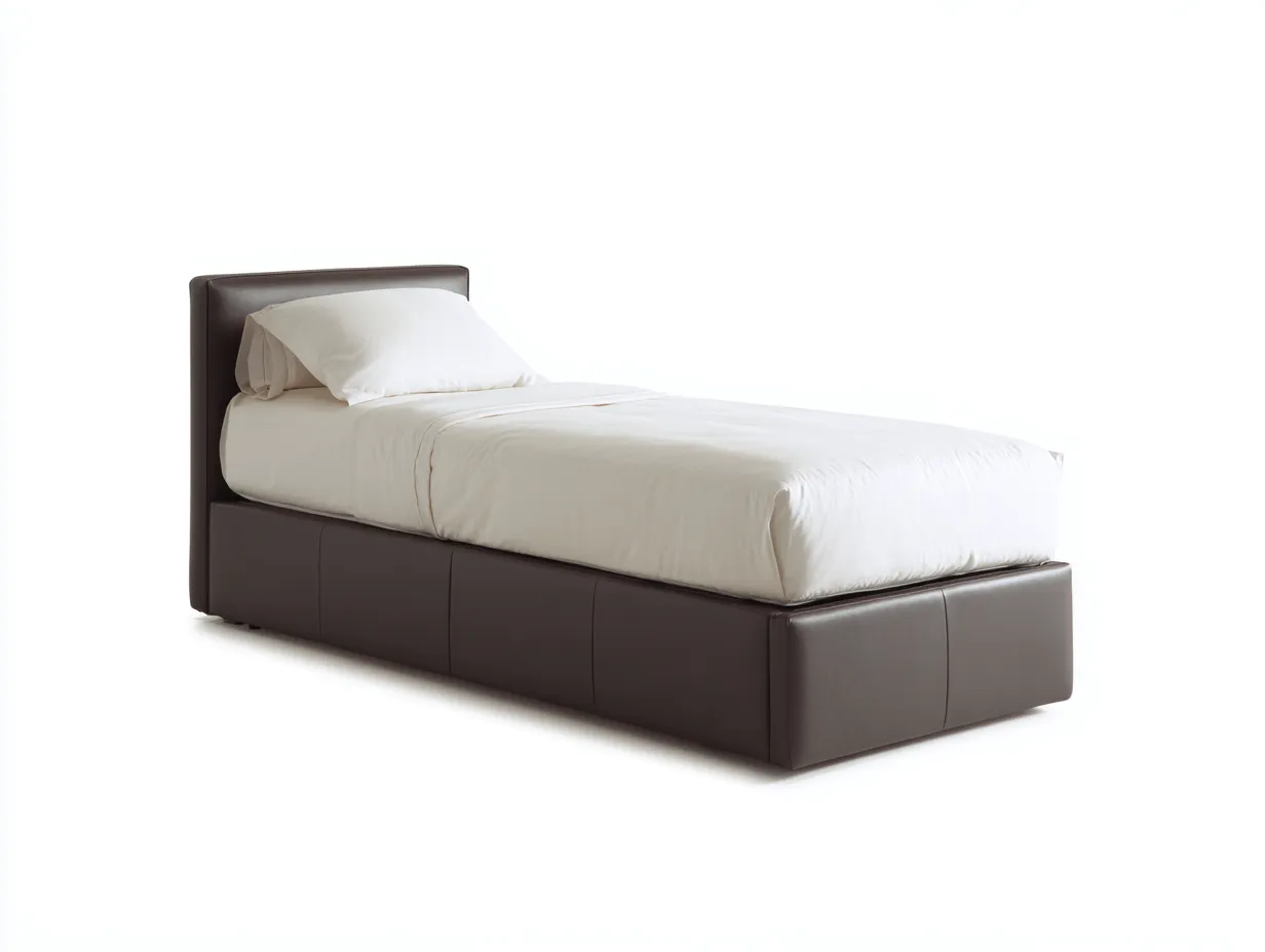 Cama individual tapizada 200x90x95 cm - Marrón oscuro - Diseño moderno-Loftupio
