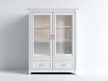 Vitrina de madera y vidrio 100x45x190cm - blanco - diseño clásico con cajones-Loftupio