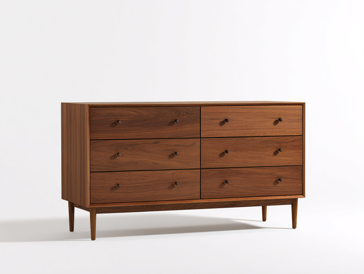 Cómoda de madera 140x45x80 cm - Color madera oscura - Diseño moderno-Loftupio