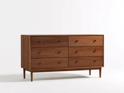 Cómoda de madera 140x45x80 cm - Color madera oscura - Diseño moderno-Loftupio