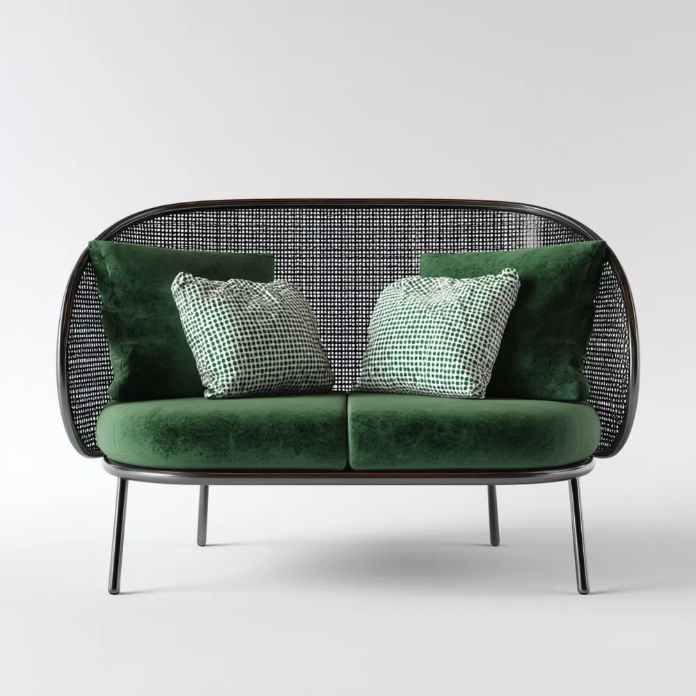 2-Sitzer-Sofa Samtpolster 140x80x85 cm – Waldgrün – Moderner Stil-Carveavero