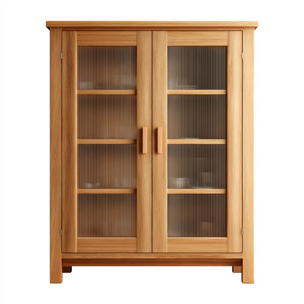 Holzschrank Glasfront 100x45x160 cm - Eiche - Modernes Design-Carveavero