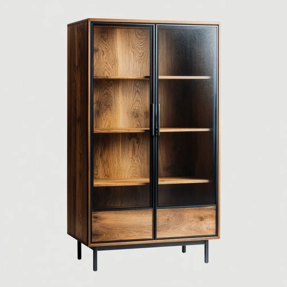 Dekoschrank Eiche/Schwarz 180x80x40 cm - Industrielles Design-Carveavero