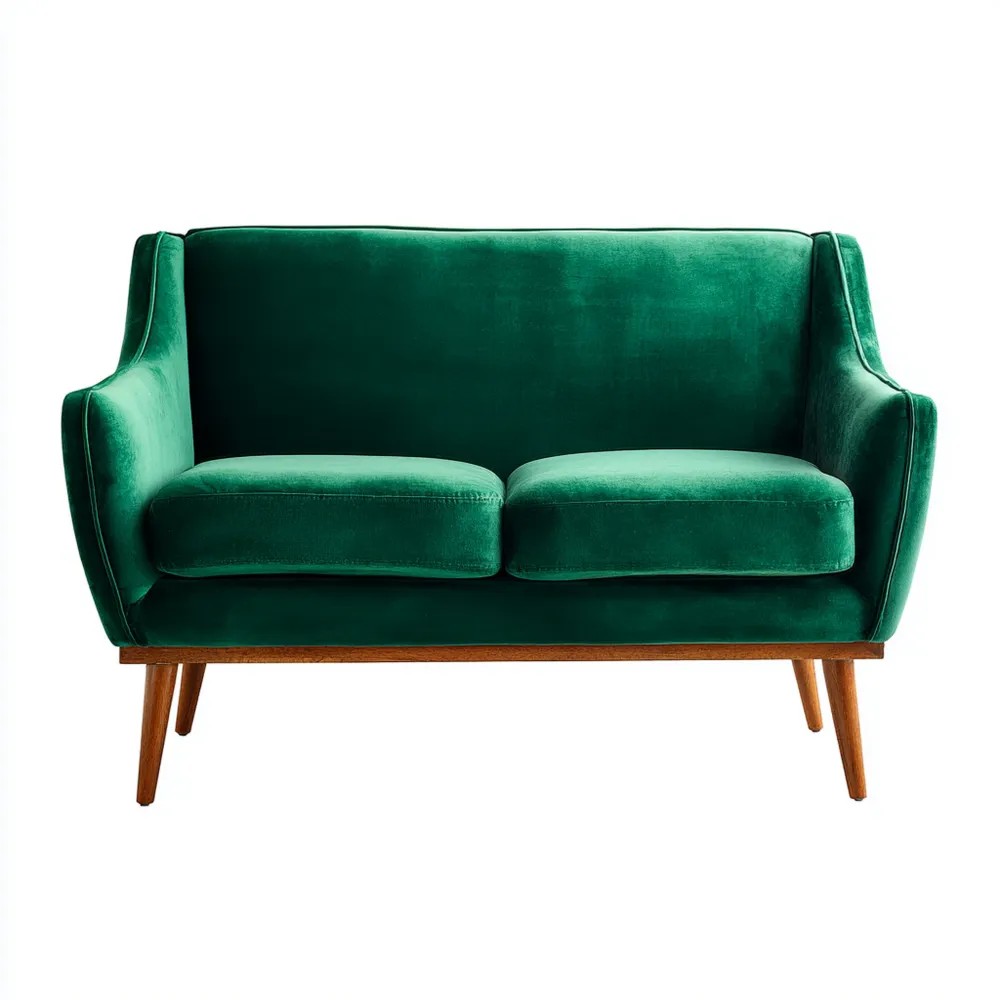 2-Sitzer-Sofa Samt 140x80x85 cm - Grün - Mid-Century-Design-Carveavero