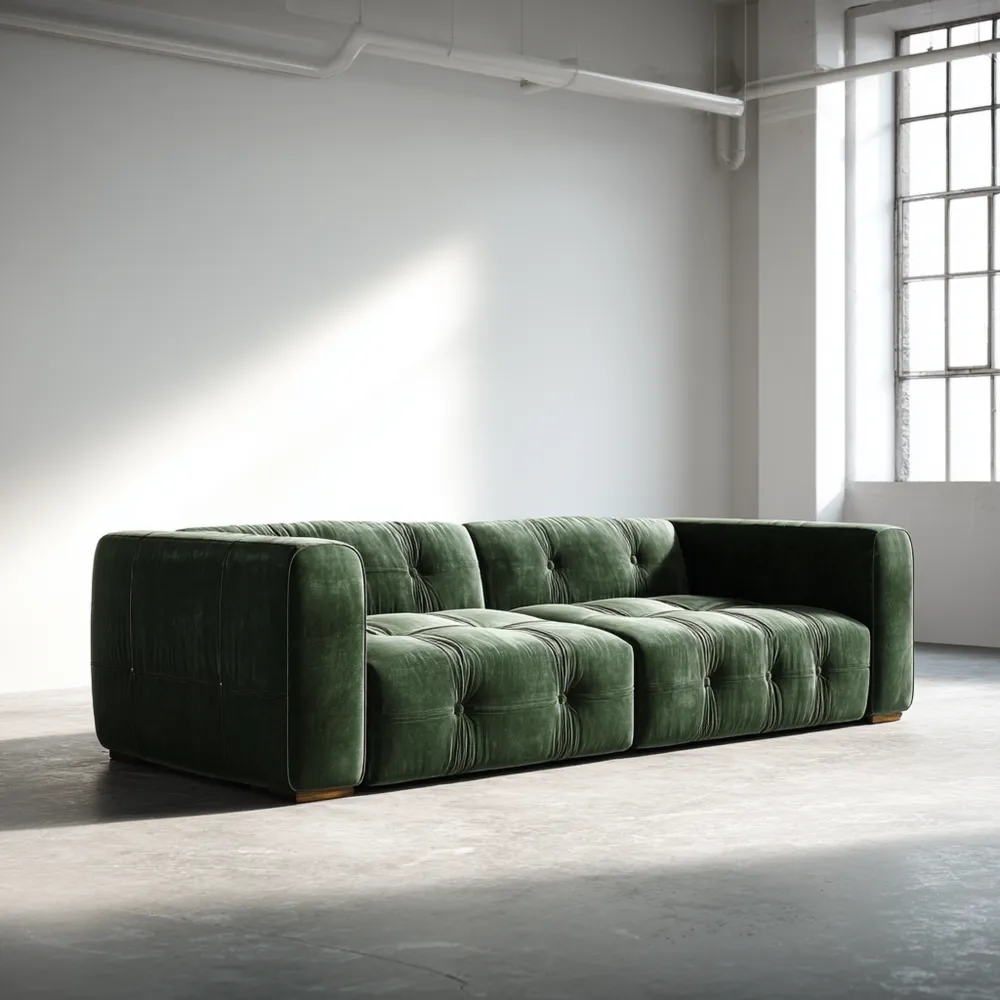 3-Sitzer-Sofa Samtpolster 240x100x80 cm – Dunkelgrün – Modernes Design-Carveavero