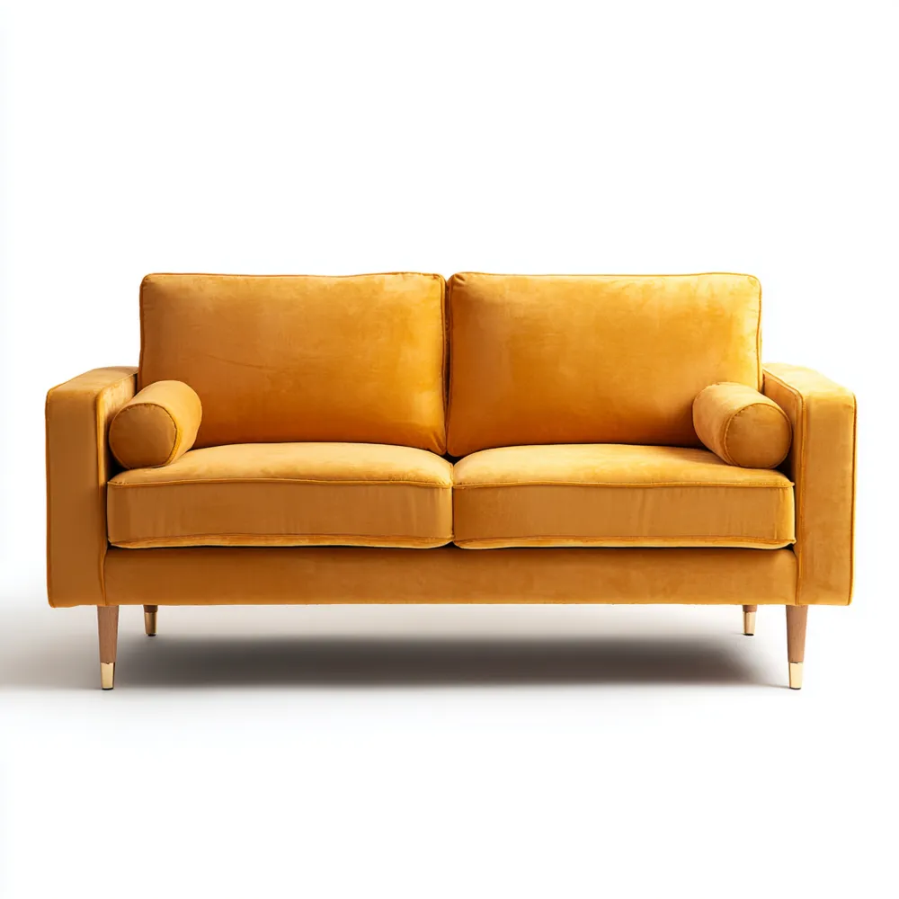 2-Sitzer-Sofa Samt 150x85x80 cm - Senfgelb - Modernes Design-Carveavero