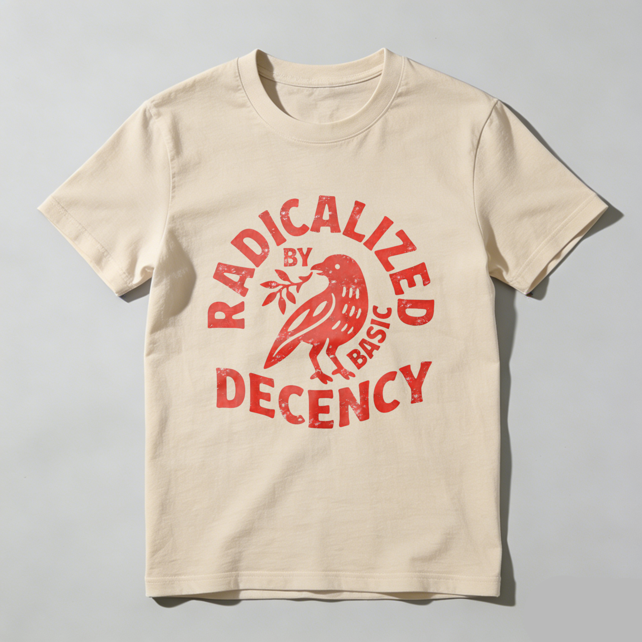 Clottya Radicalized By Basic Decency Bird Graphic T-shirt Autumn Winter Casual Wear