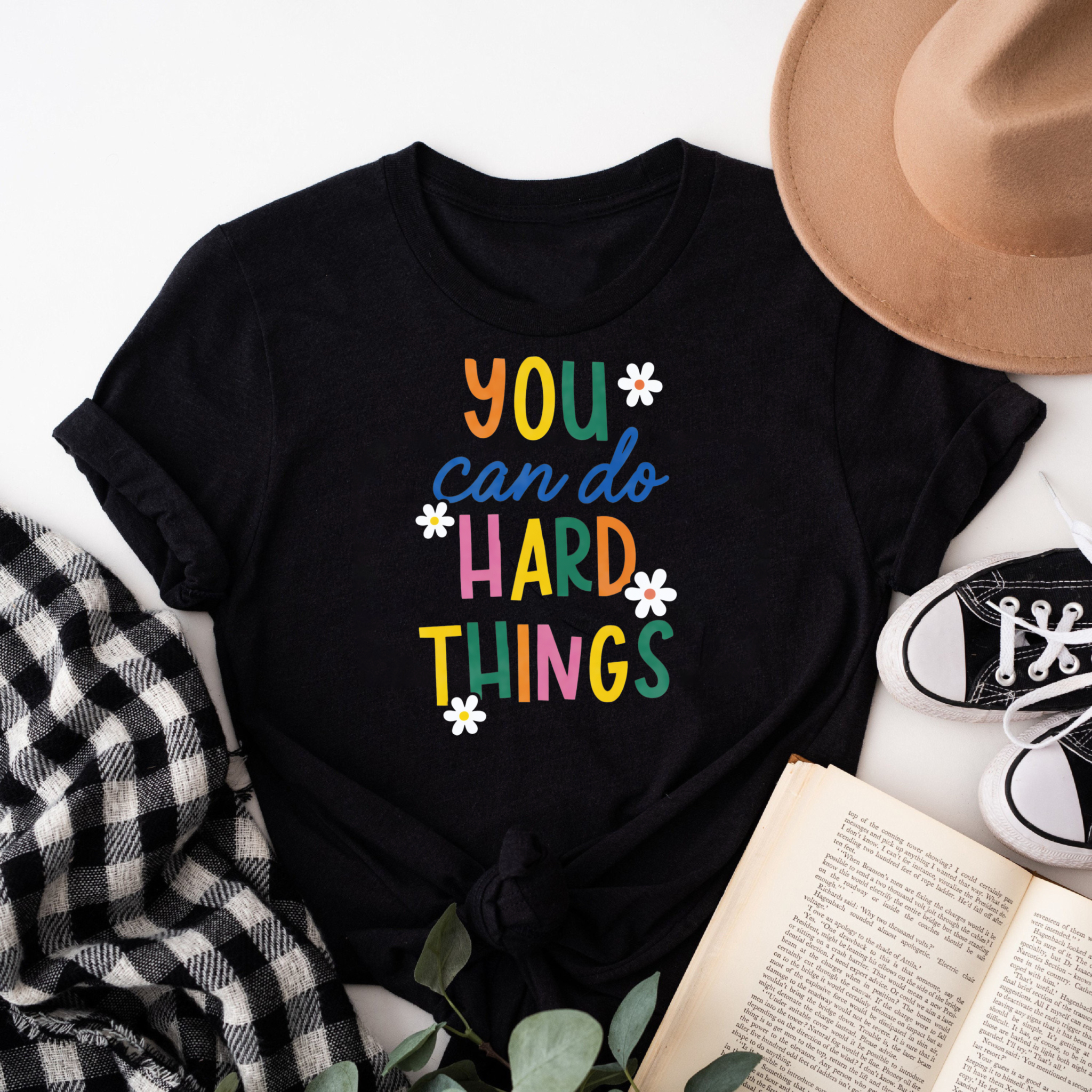 Clottya You Can Do Hard Things T-Shirt Summer Casual Wear
