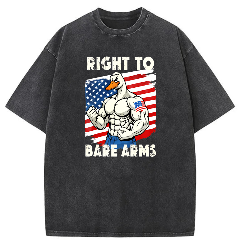 Clottya Unisex Washable T-shirt Right To Bare Arms Duck Flag