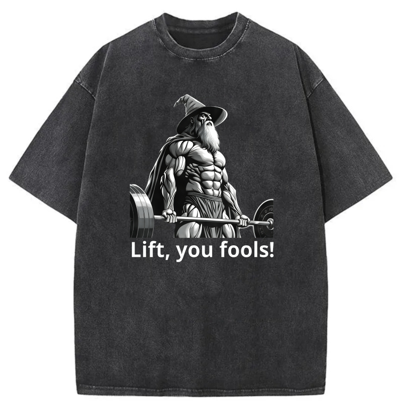 Clottya Unisex Washable T-shirt Muscular Wizard Lifting Barbell