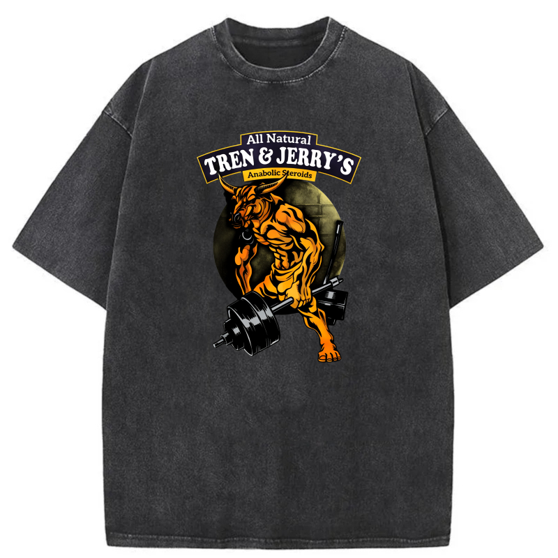 Clottya Unisex Washable T-shirt Muscular Bull Lifting Barbell With Brand Logo