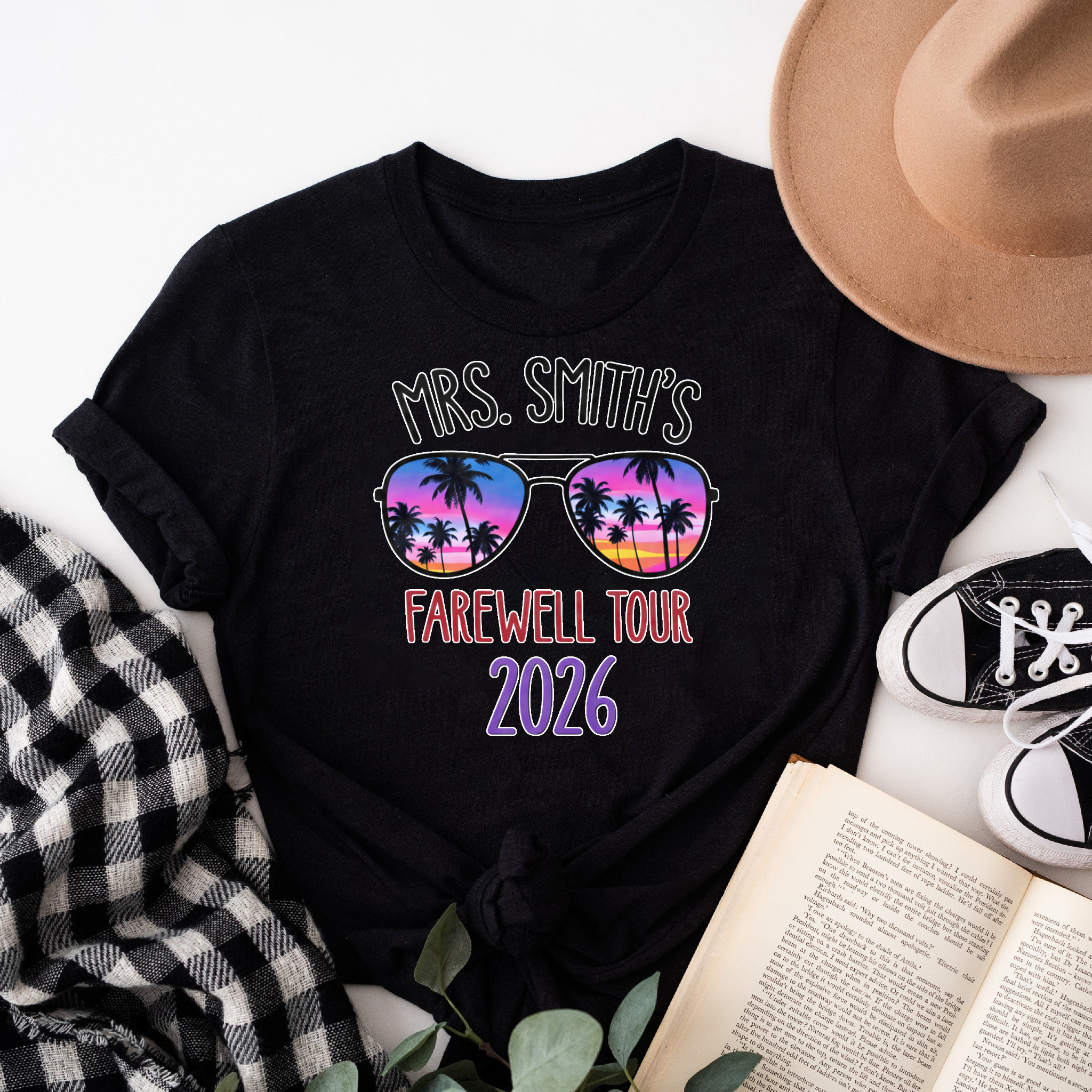 Clottya Mrs Smiths Farewell Tour 2026 With Tropical Sunglasses Design T-shirt Summer Vacation Style