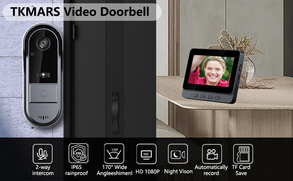 timbre con camara para puerta inalambrico video doorbell wireless no subscription intercom