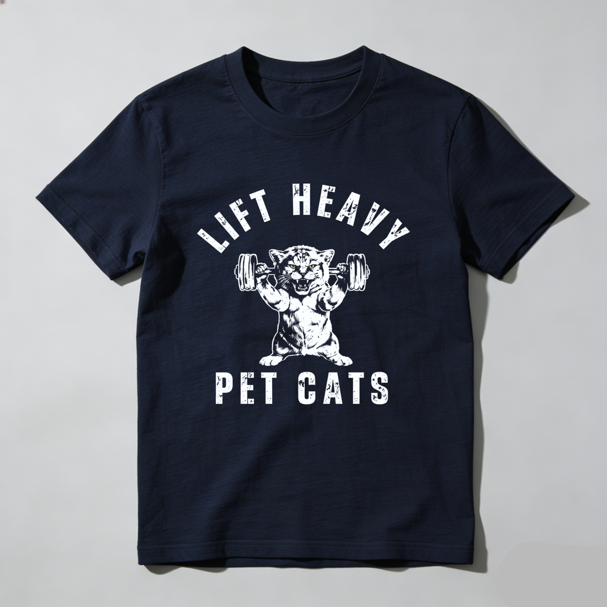 CLOTTYA Lift Heavy Pet Cats T Shirt For Men And Women Gym Motivation Funny Cat Lover Workout Apparel Black Cotton Tee