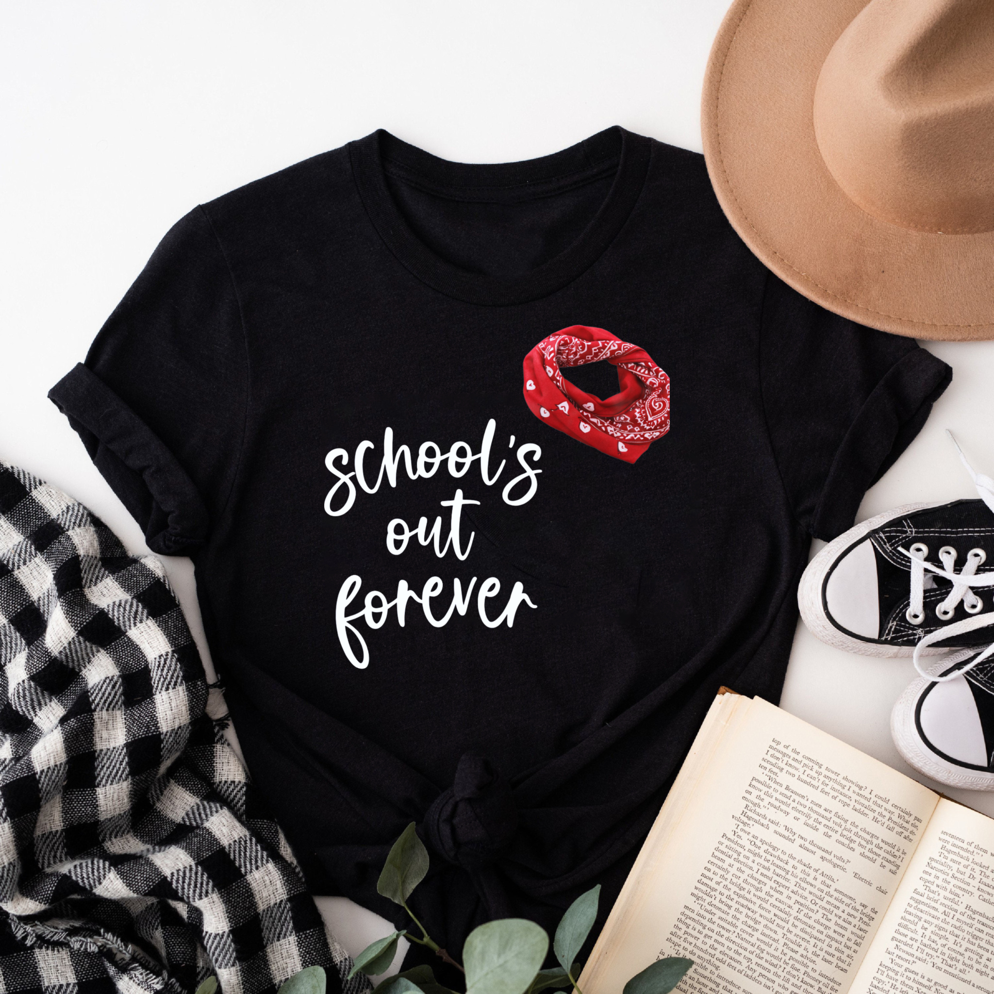 Clottya Schools Out Forever With Red Bandana T-shirt Summer Casual Wear