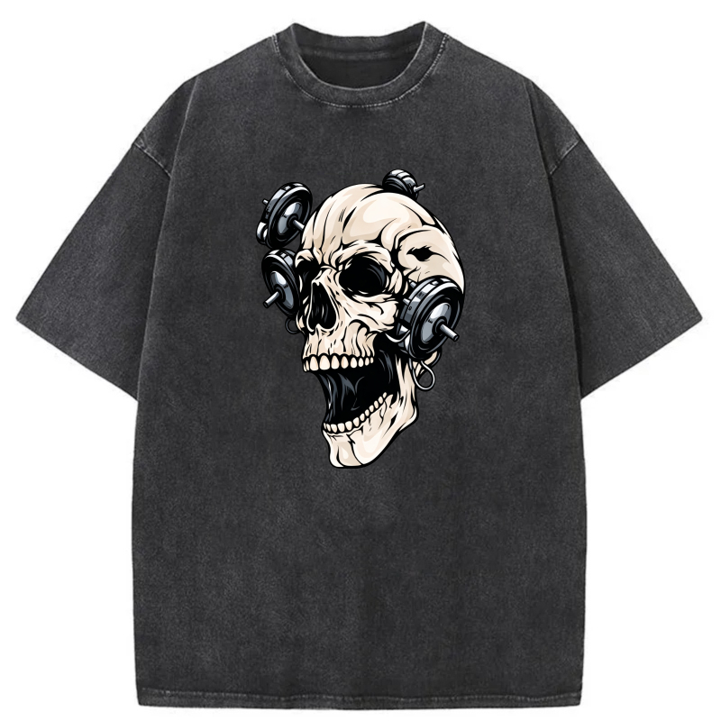 Clottya Unisex Washable T-shirt Skull With Headphones And Goggles