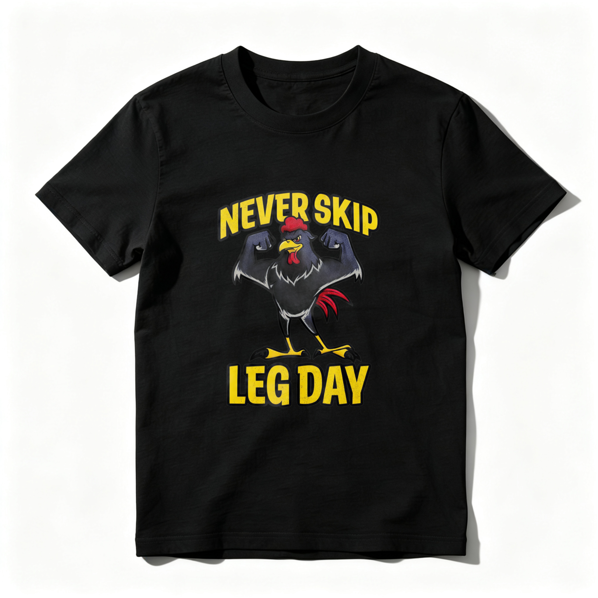 CLOTTYA Never Skip Leg Day Rooster Gym Motivation T Shirt Workout Fitness Apparel For Men And Women