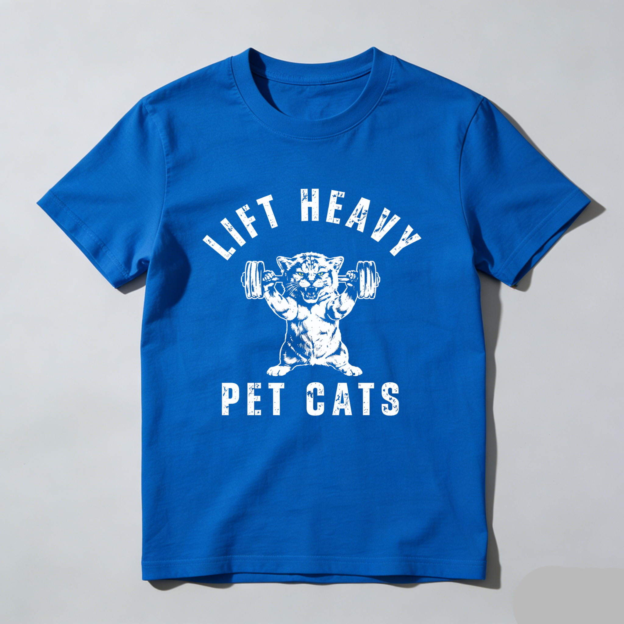 CLOTTYA Lift Heavy Pet Cats T Shirt For Men And Women Gym Motivation Funny Cat Lover Workout Apparel Black Cotton Tee