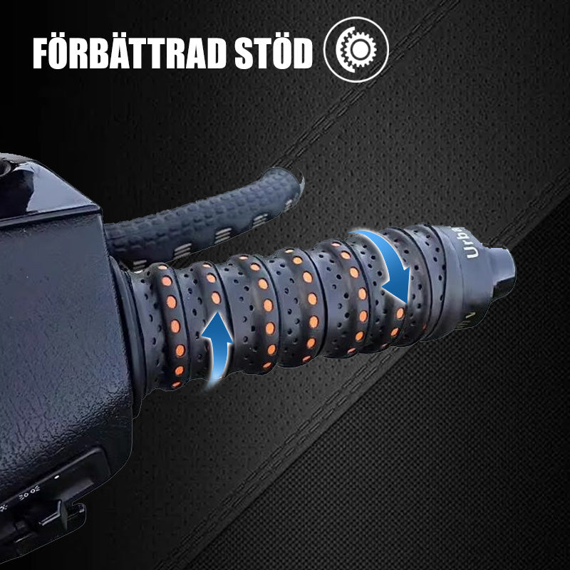 Non-slip grip tape on motorcycle handle