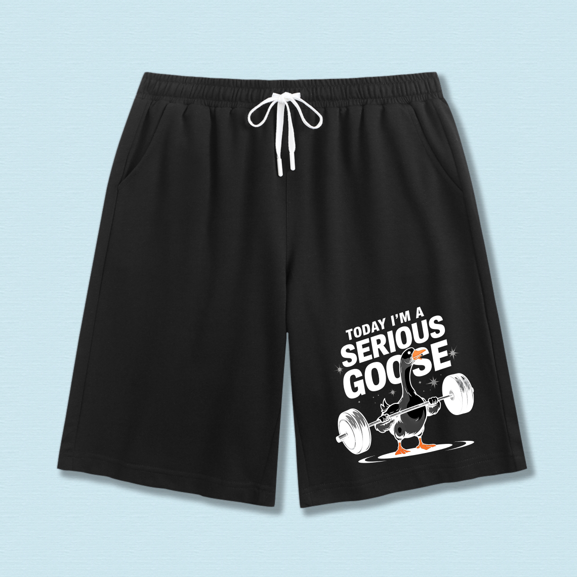Clottya Today I M A Serious Goose With Barbell Cartoon Duck Shorts