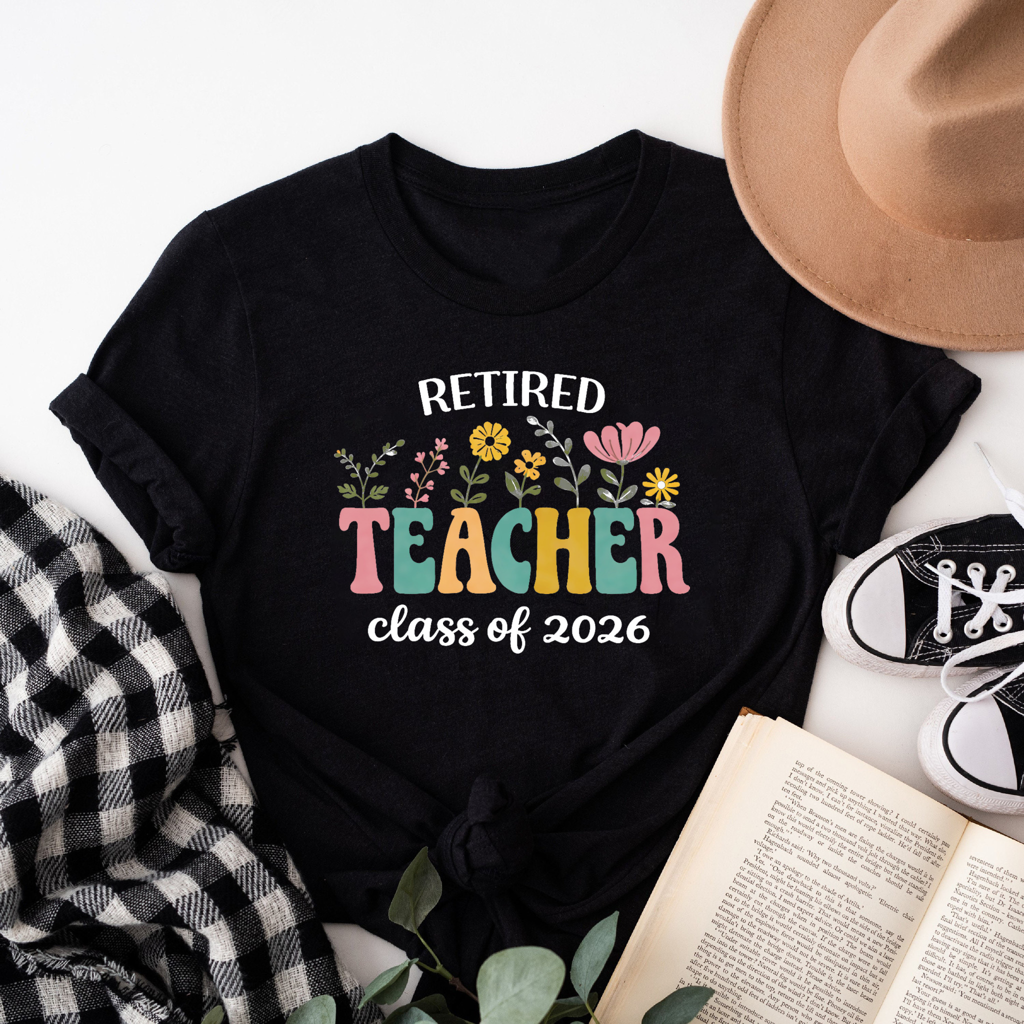 Clottya Retired Teacher Class Of 2026 Floral Design T-shirt Summer Casual Wear
