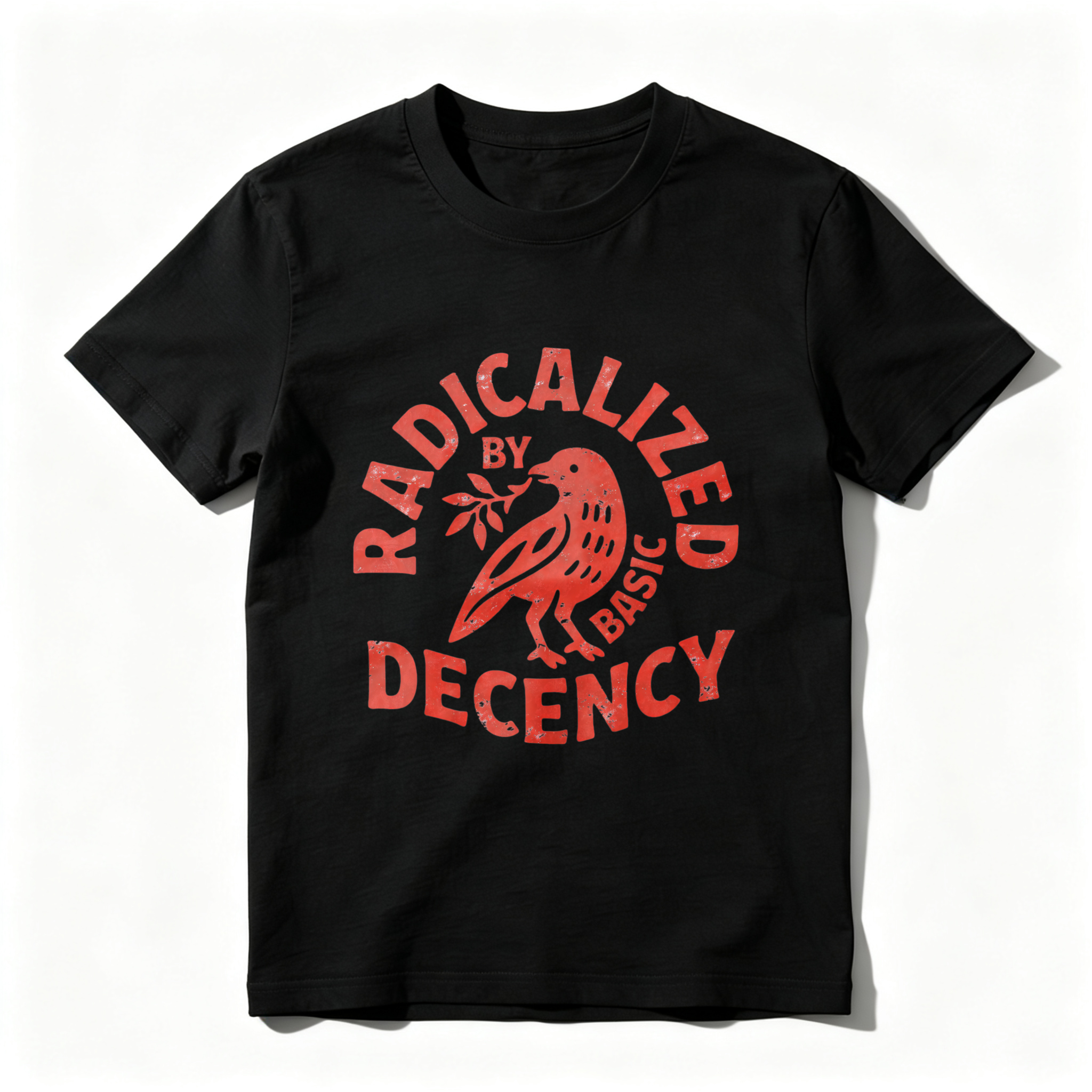 Clottya Radicalized By Basic Decency Bird Graphic T-shirt Autumn Winter Casual Wear