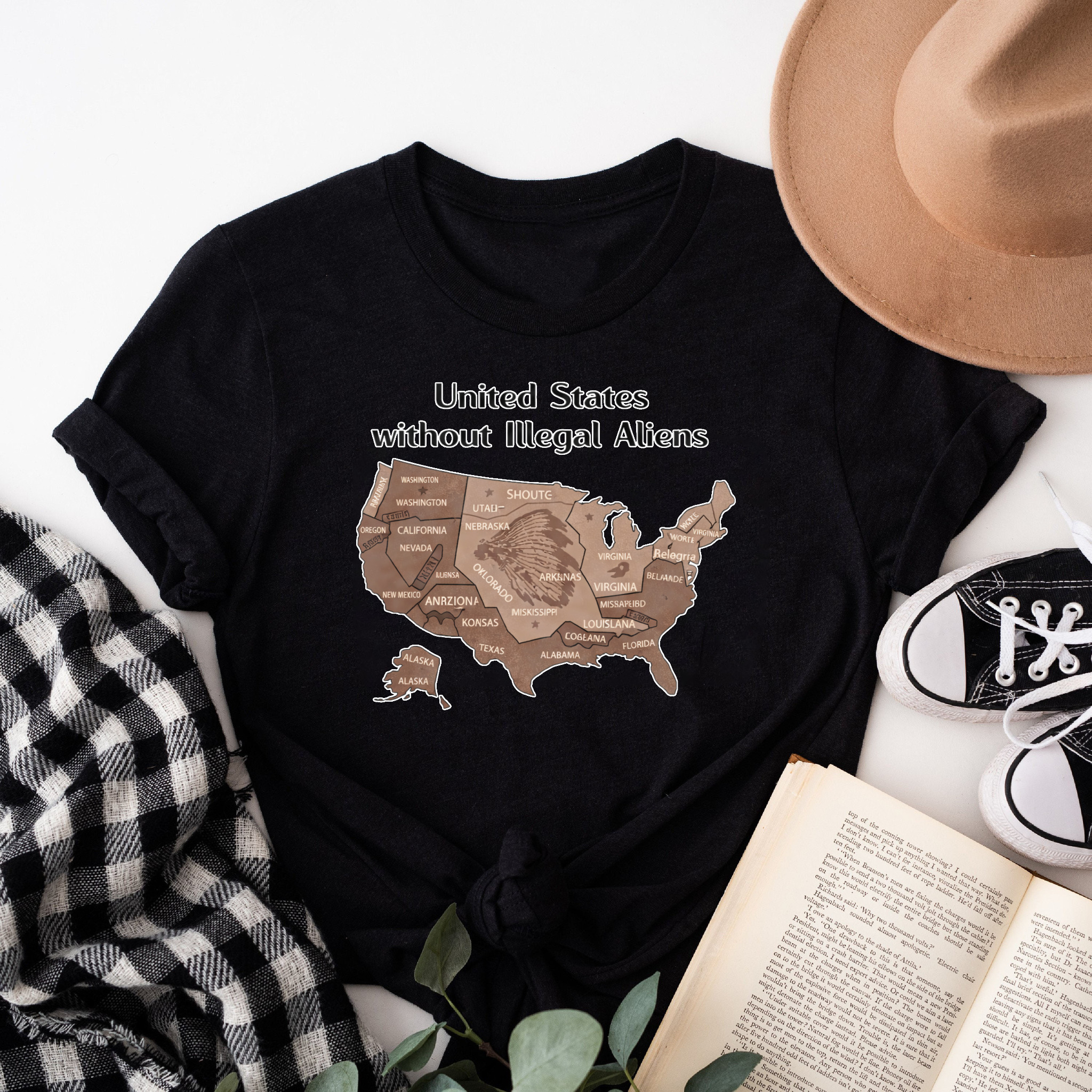 Clottya United States Without Illegal Aliens Map T-shirt Casual Summer Wear
