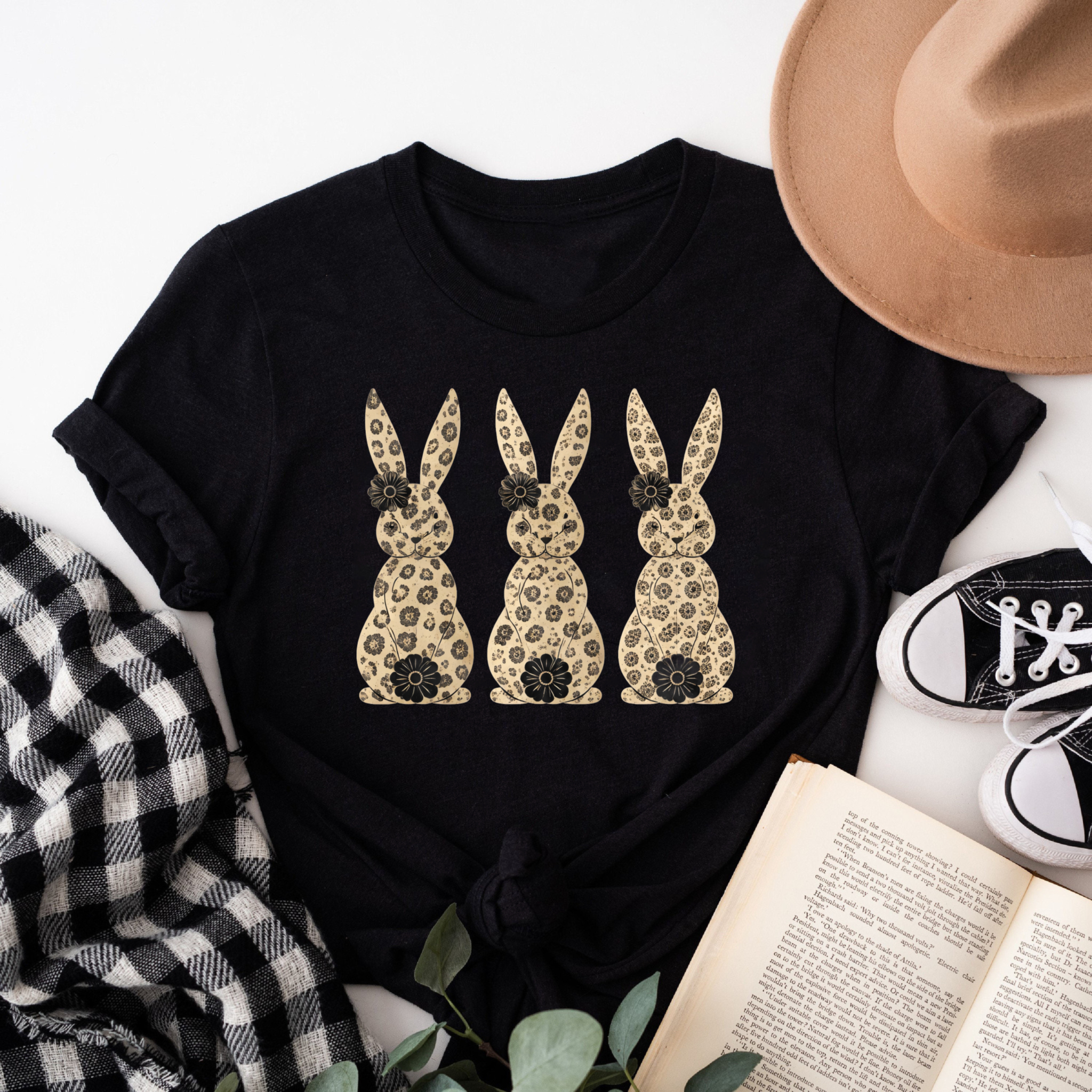 Clottya Three Leopard Print Bunnies T-shirt Spring Summer Casual Wear