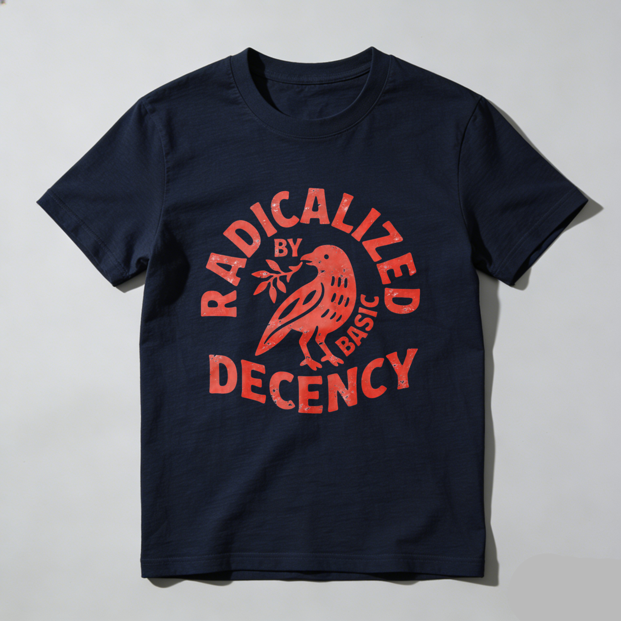 Clottya Radicalized By Basic Decency Bird Graphic T-shirt Autumn Winter Casual Wear
