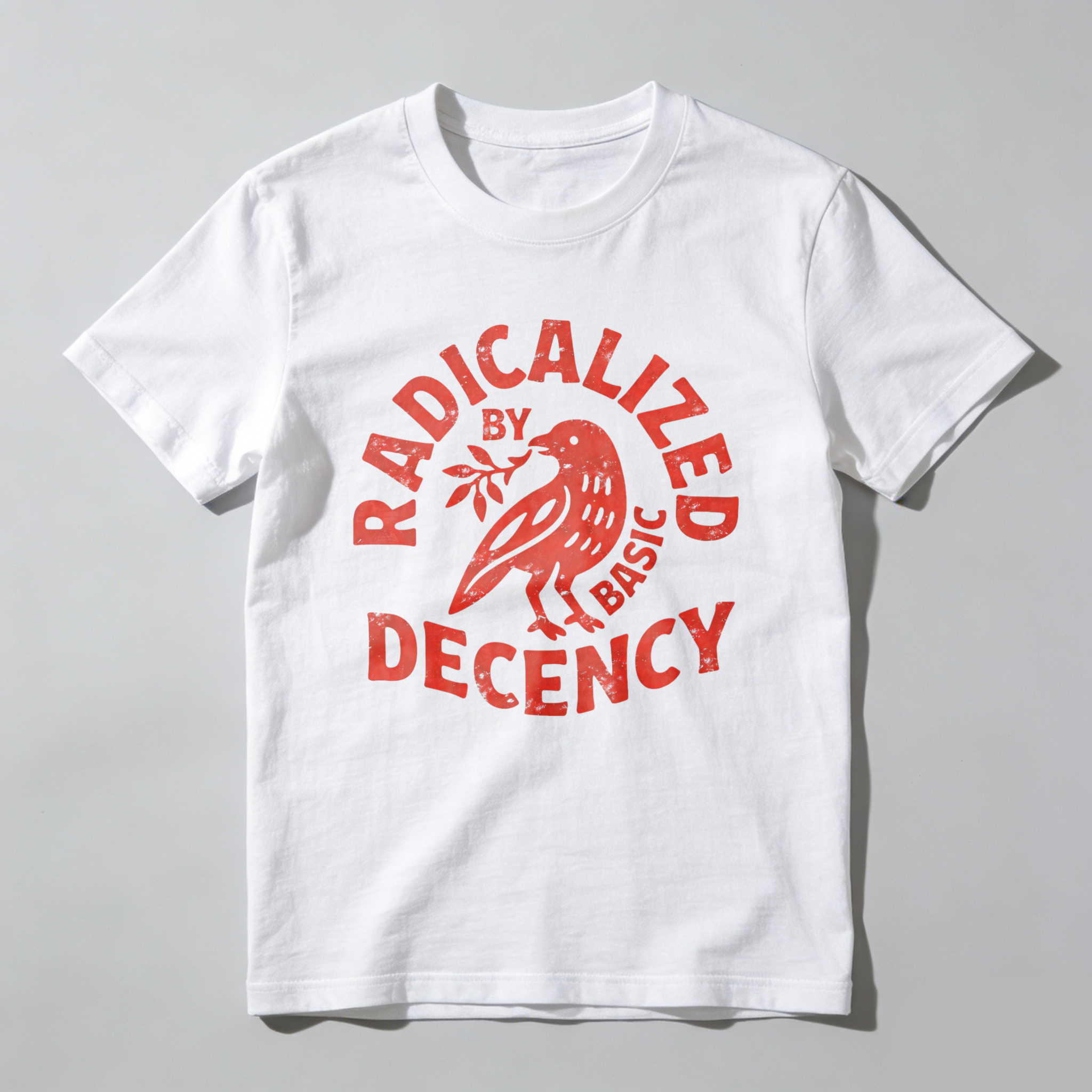 Clottya Radicalized By Basic Decency Bird Graphic T-shirt Autumn Winter Casual Wear