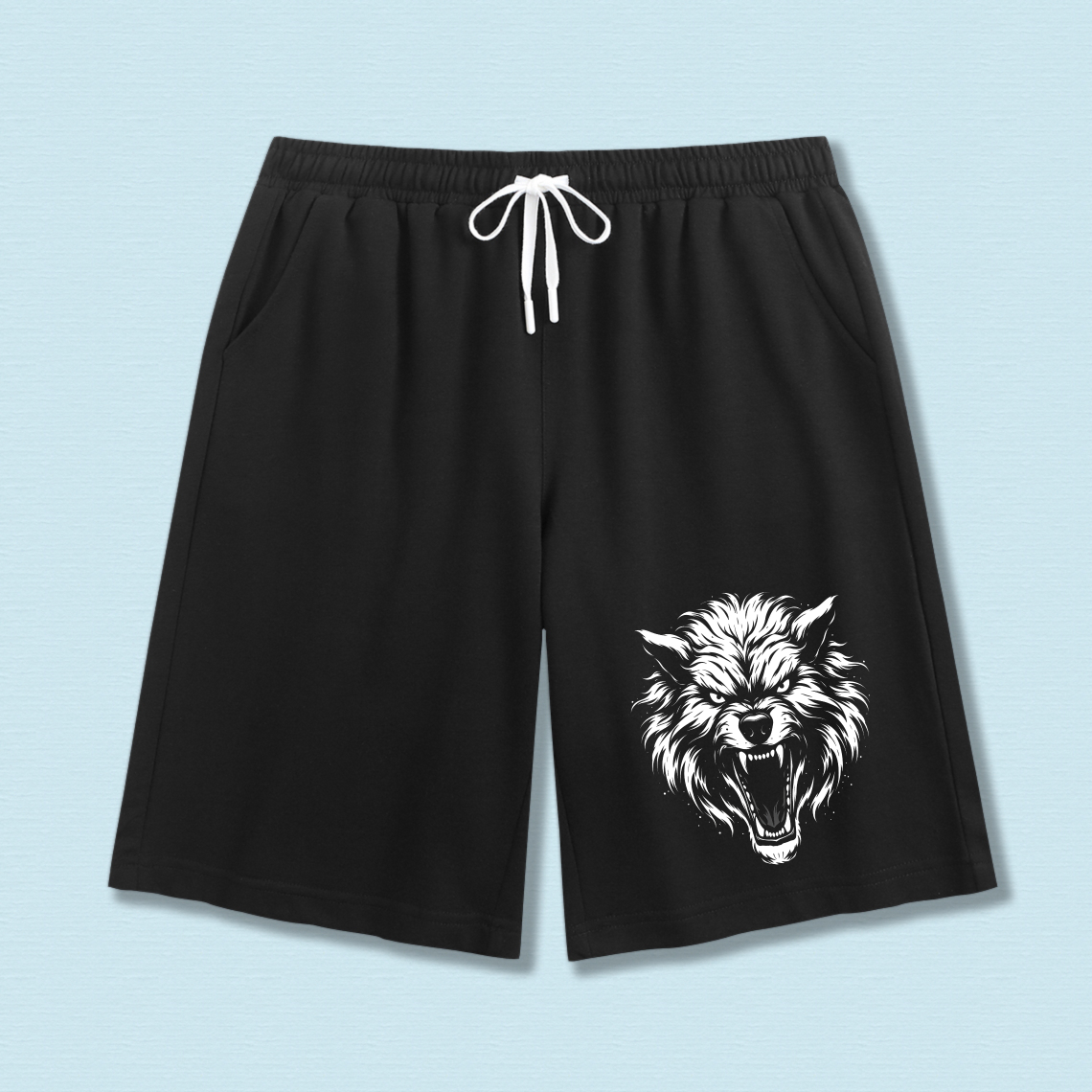 Clottya Wolf Head Design Shorts